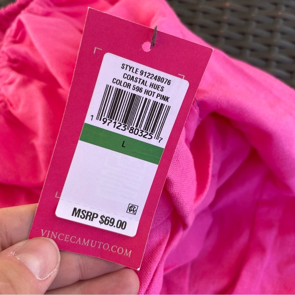 Vince Camuto Linen Off The Shoulder Bubble Sleeve Tie Front Blouse Size XL - Picture 9 of 11